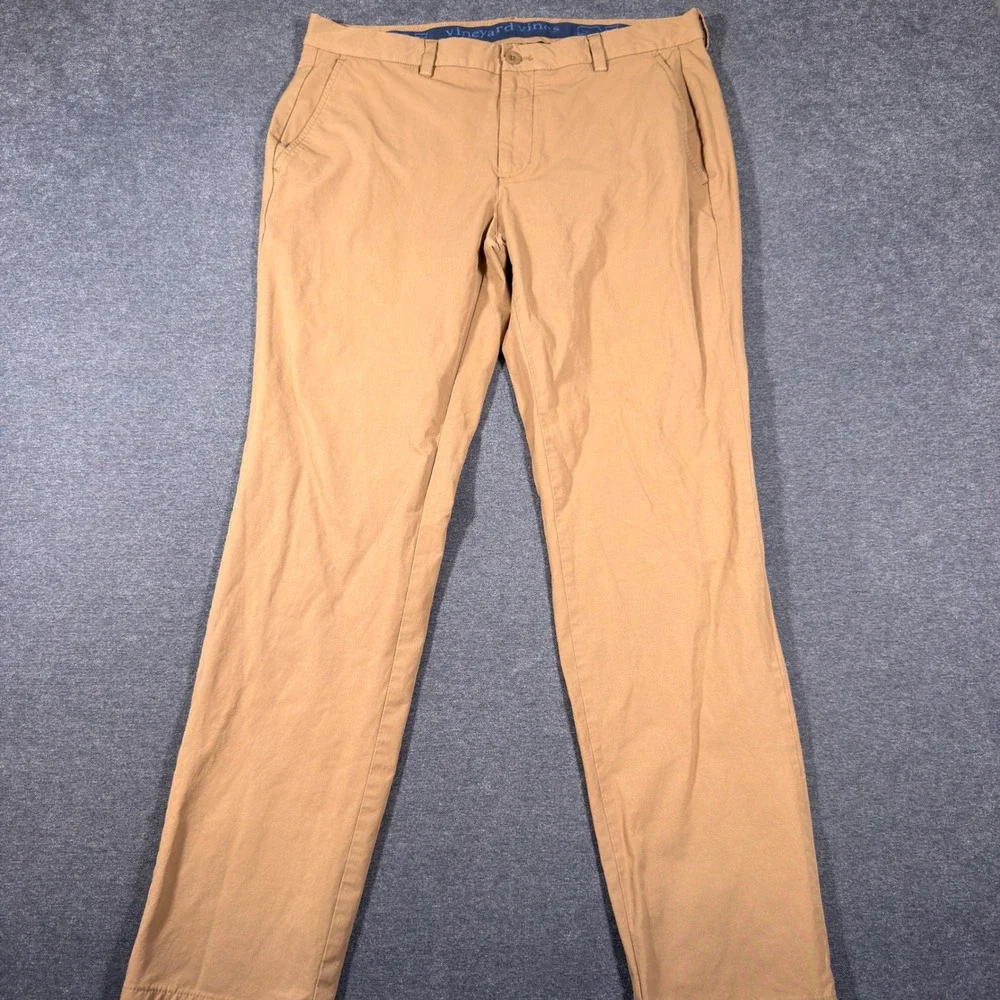 Vineyard Vines Performance Pants Men 35x32 Tan Khaki Chino Stretch Golf Casual